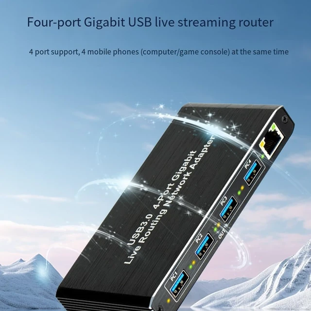 Alt view image 3 of 6 - USB Hub 4-Port USB3.0 Network Adapter Plug and Play for Computers