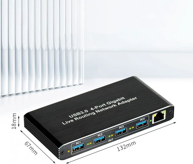 Alt view image 6 of 6 - USB Hub 4-Port USB3.0 Network Adapter Plug and Play for Computers