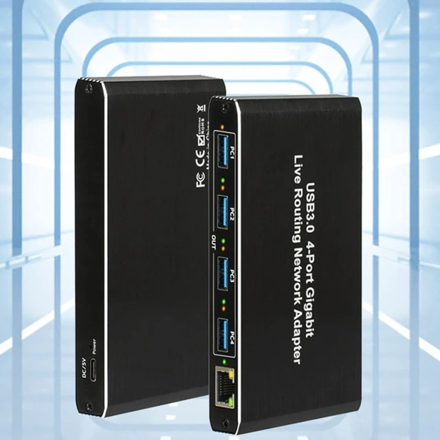 Alt view image 5 of 6 - USB Hub 4-Port USB3.0 Network Adapter Plug and Play for Computers