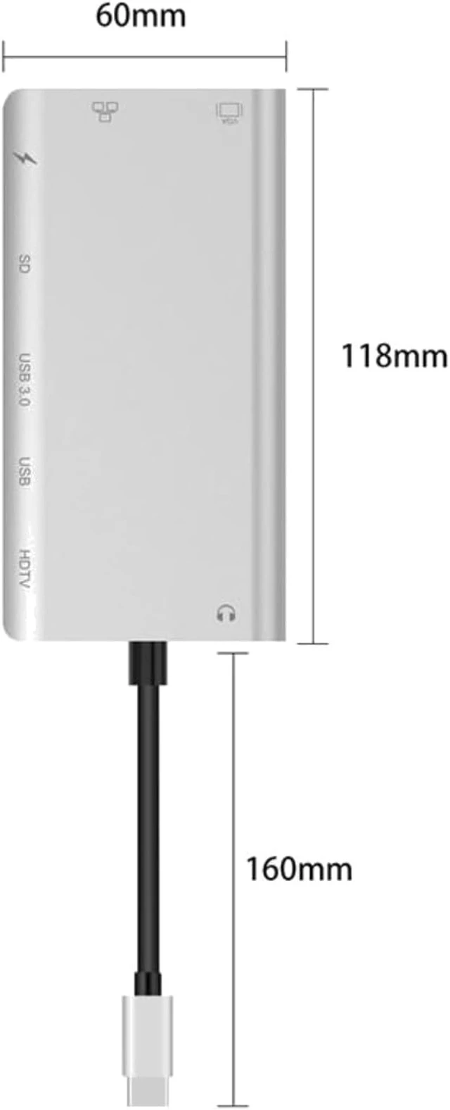 Alt view image 5 of 7 - USB-C Hub Compatible with Generic Silver