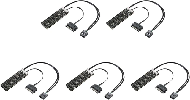 Main image of 5X 9Pin USB Header Splitter with SATA Power Cable, Internal USB Hub Extension USB 2.0 Splitter Connector for Motherboard