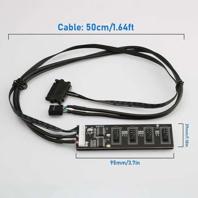 Alt view image 2 of 6 - 5X 9Pin USB Header Splitter with SATA Power Cable, Internal USB Hub Extension USB 2.0 Splitter Connector for Motherboard