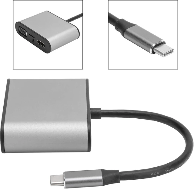 Alt view image 2 of 7 - 8 in 1 USB C Hub with 4K HDMI VGA PD Charging Compact Multiport Adapter Compatible with Type C Devices for OS X Laptops