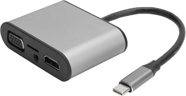 Alt view image 4 of 7 - 8 in 1 USB C Hub with 4K HDMI VGA PD Charging Compact Multiport Adapter Compatible with Type C Devices for OS X Laptops