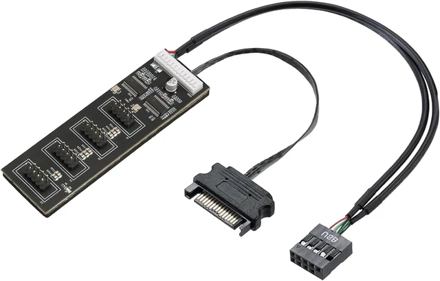 Alt view image 5 of 7 - 10X 9Pin USB Header Splitter with SATA Power Cable, Internal USB Hub Extension USB 2.0 Splitter Connector