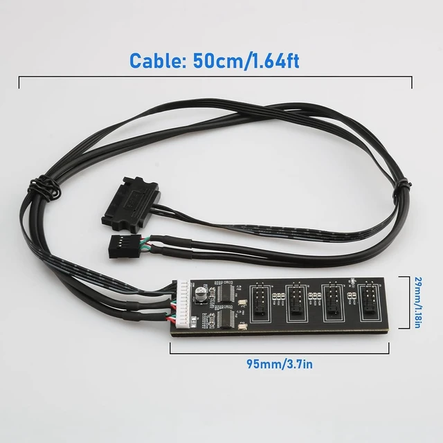Alt view image 3 of 7 - 10X 9Pin USB Header Splitter with SATA Power Cable, Internal USB Hub Extension USB 2.0 Splitter Connector
