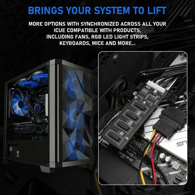 Alt view image 2 of 7 - 10X 9Pin USB Header Splitter with SATA Power Cable, Internal USB Hub Extension USB 2.0 Splitter Connector
