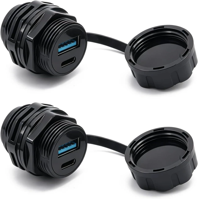 Main image of PENGLIN 2PCS Waterproof USB3.0&USB-C 2-in-1 Panel Mount Adapter, USB A & Type C Female to Female Connector, Support 5Gbps Data Transfer/5V 1.5A Charging