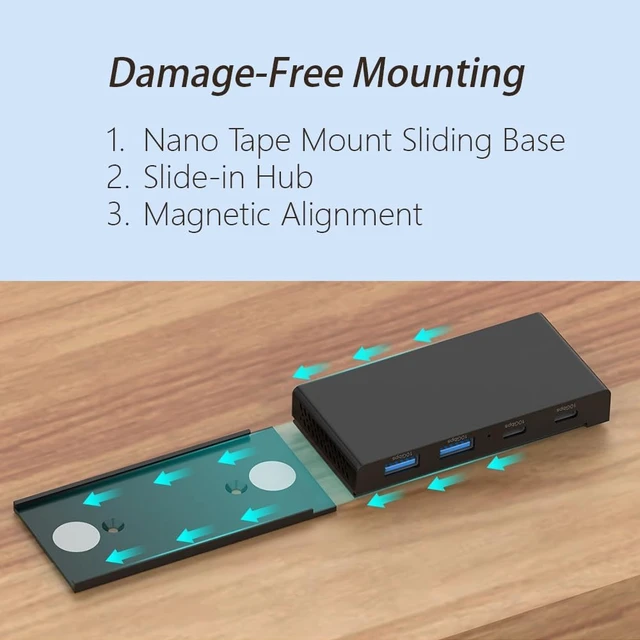 Alt view image 5 of 7 - Magnetic Mount USB Hub with Sliding Base, USB 3.2 Gen1 5Gbps