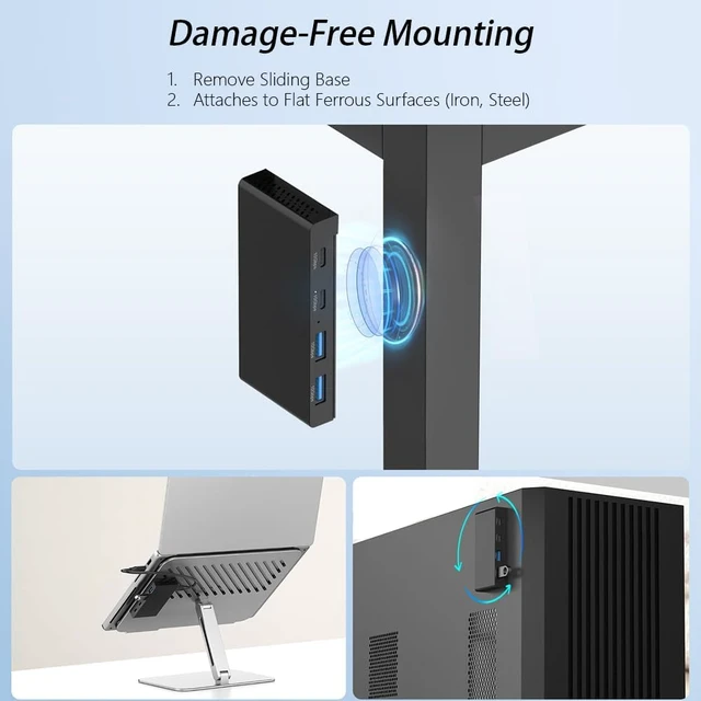 Alt view image 6 of 7 - Magnetic Mount USB Hub with Sliding Base, USB 3.2 Gen1 5Gbps