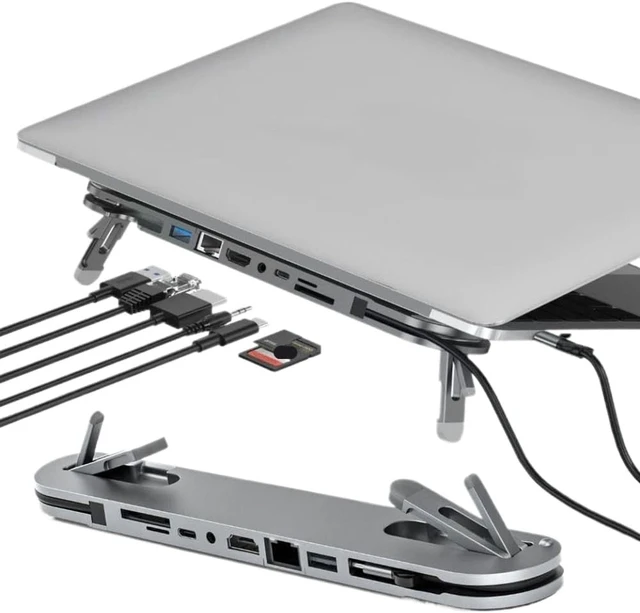 Alt view image 2 of 3 - 7 in 1 Laptop Docking Station Stand Compatible with 4K HD USB A 3.0