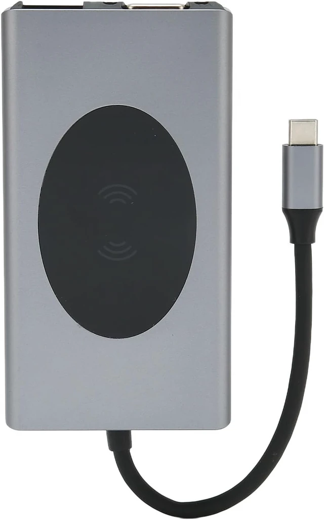 Alt view image 5 of 7 - 13 in 1 USB C Hub with 4K HD Multimedia Interface VGA 5 USB 3.0 Ports Memory Card Reader RJ45 PD Audio Wireless Charging 10W