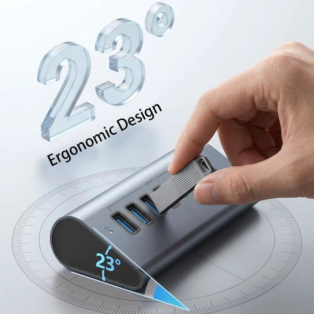 Alt view image 5 of 7 - USB 3.2 Gen 2 Ergonomic Hub, 2A+2C Ports and External Power Port