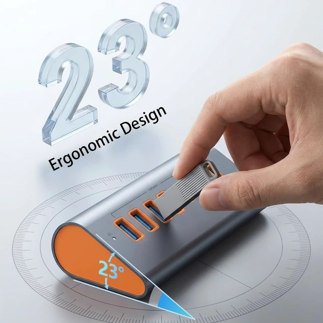Alt view image 5 of 7 - USB 3.2 Gen 2 Ergonomic Hub, 2A+2C Ports and External Power Port