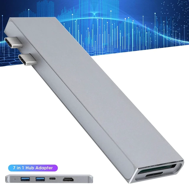Alt view image 4 of 7 - Computer Hub 7 in 1 Aluminum Adapter with HighSpeed USB3.1 for
