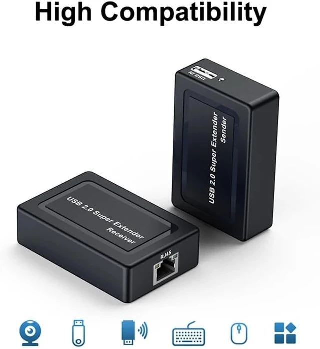 Alt view image 2 of 7 - USB 2.0 Extender Hub 2-Port RJ45 Over Cat5e/Cat6 100m for U Disk