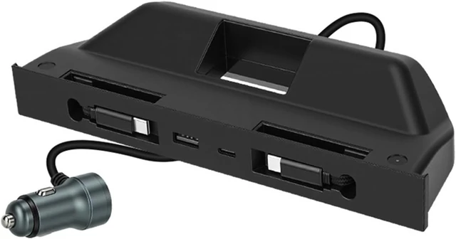 Alt view image 3 of 7 - in-Car USB Hub for Center Console Slots, 12 to 24 Input, Type-C 60 Watt Output, Secondary Cable, Front Port Access, Clean Daily Driving Setup Car Charging Hub Center Console USB Dock Type