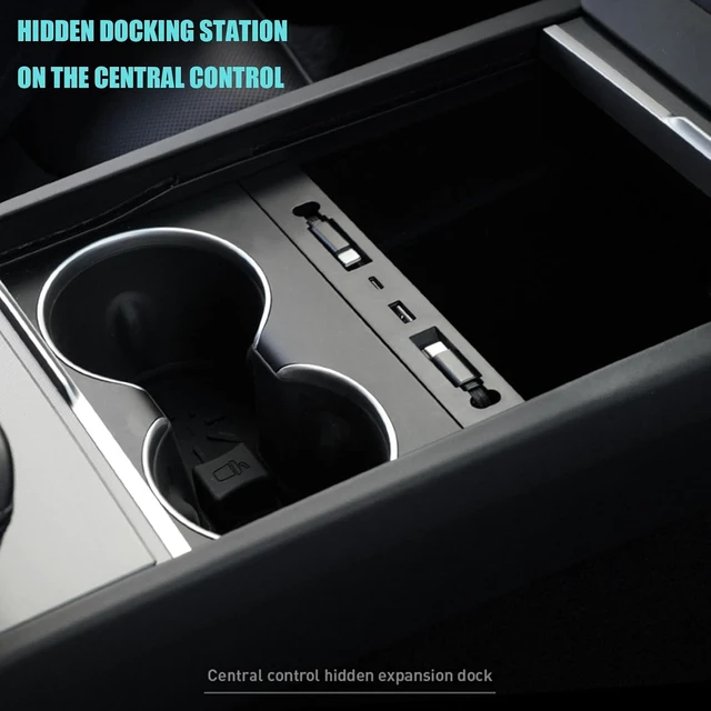 Alt view image 2 of 7 - in-Car USB Hub for Center Console Slots, 12 to 24 Input, Type-C 60 Watt Output, Secondary Cable, Front Port Access, Clean Daily Driving Setup Car Charging Hub Center Console USB Dock Type