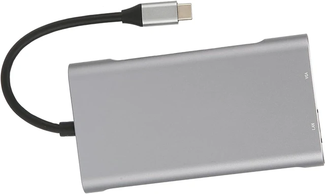 Alt view image 3 of 7 - USB C Hub 10 in 1 with 4K HDMI VGA Gigabit Ethernet 3 USB 3.0 PD Charging SD Card Slot Audio Port