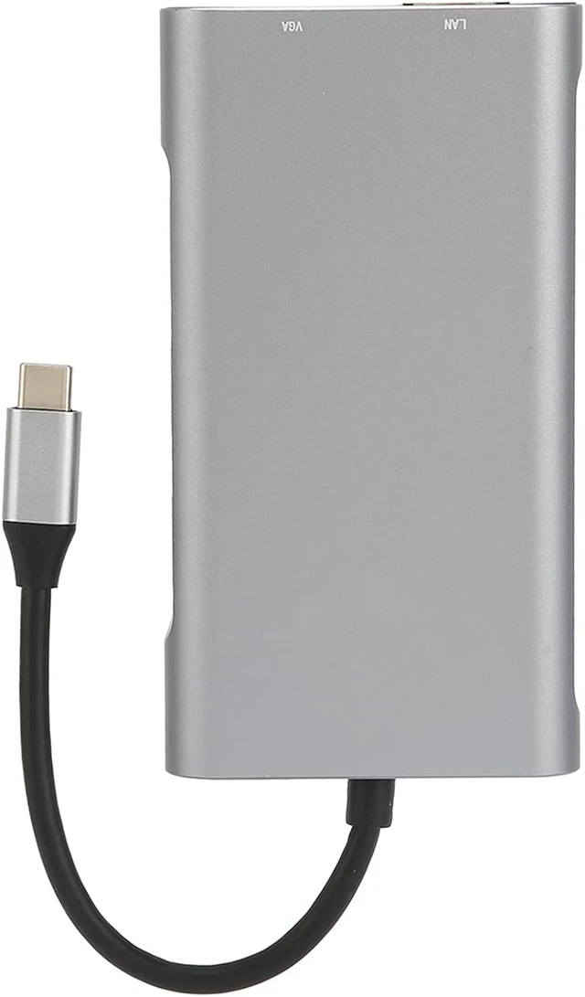 Alt view image 4 of 7 - USB C Hub 10 in 1 with 4K HDMI VGA Gigabit Ethernet 3 USB 3.0 PD Charging SD Card Slot Audio Port
