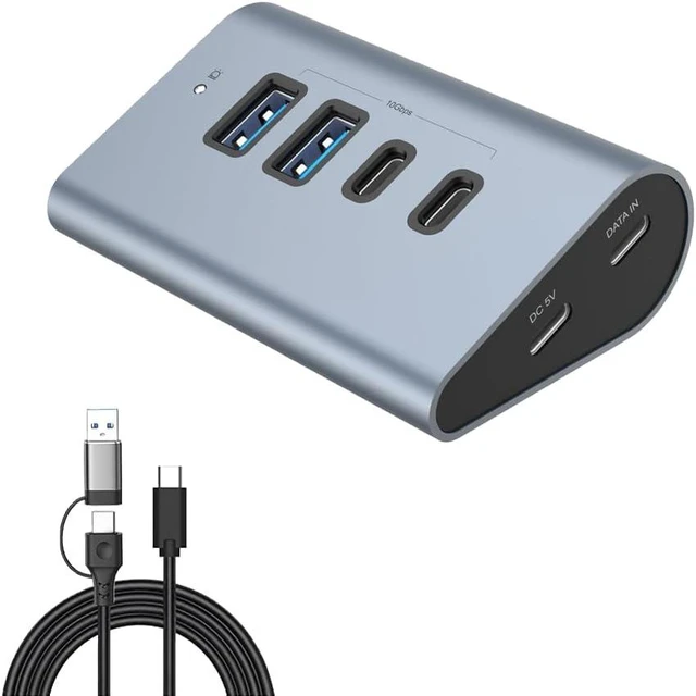 Main image of USB 3.2 Gen 2 Ergonomic Hub, 2A+2C Ports and External Power Port