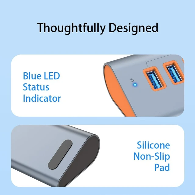 Alt view image 6 of 7 - USB 3.2 Gen 2 Ergonomic Hub, 2A+2C Ports and External Power Port
