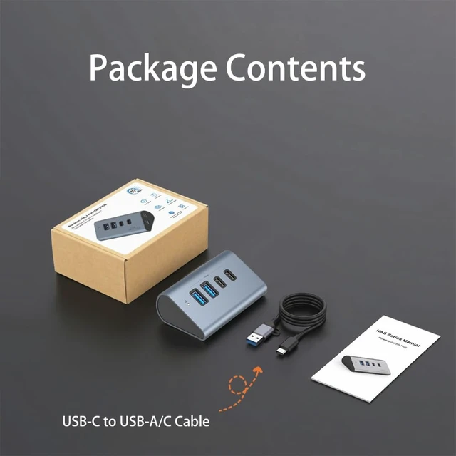 Alt view image 7 of 7 - USB 3.2 Gen 2 Ergonomic Hub, 2A+2C Ports and External Power Port