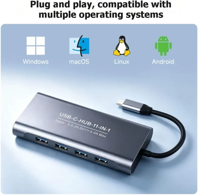 Alt view image 3 of 7 - USB C Hub Docking Station USB 3.0 Ports 5Gbps Data Transfer
