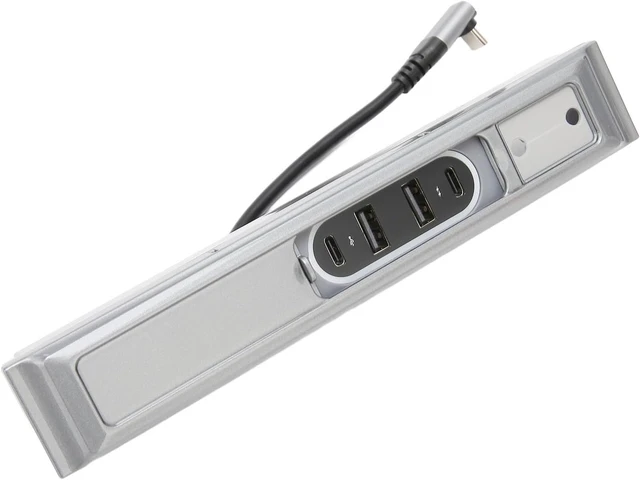 Alt view image 7 of 7 - 27W USB LED Hub for Y Center Console, Silver Fast Charging Multi Port Embedded Digital Docking Station, User Friendly Slip On Design