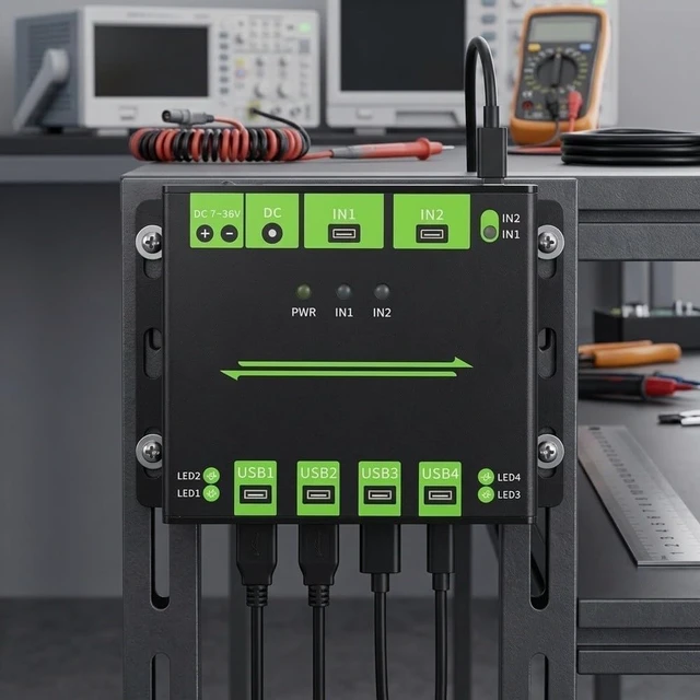Alt view image 3 of 7 - Dual-Host USB 3.0 Hub 4-Port Switching Metal Case
