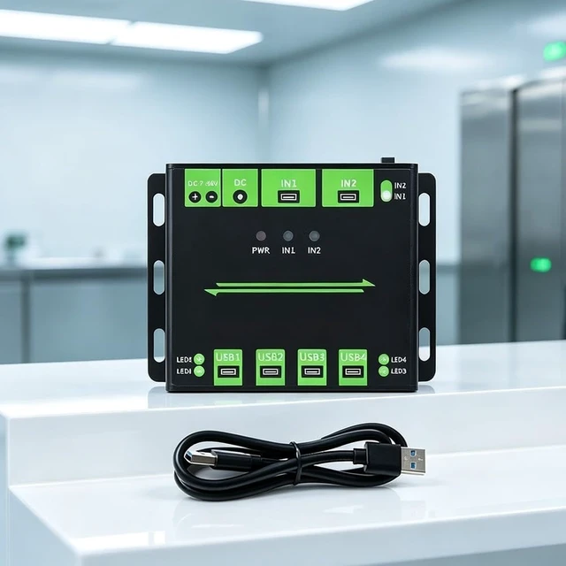 Alt view image 4 of 7 - Dual-Host USB 3.0 Hub 4-Port Switching Metal Case