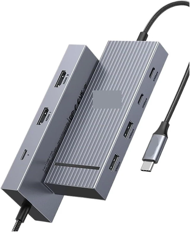 Main image of USB C HUB Splitter for Docking Station 10Gbps 4K60Hz HDMI USB3.2 PD100W(7-in-1 2HDMI)