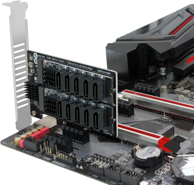 Alt view image 2 of 7 - 10-Port PCIe Adapter Card, Fast 6Gbps Transmission, Space Saving Design for, Build PCIe Motherboard Expansion Card
