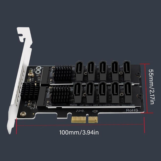 Alt view image 3 of 7 - 10-Port PCIe Adapter Card, Fast 6Gbps Transmission, Space Saving Design for, Build PCIe Motherboard Expansion Card