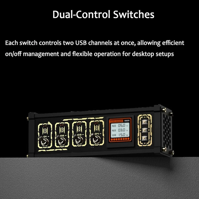 Alt view image 2 of 7 - 8 Port USB Docking Station, Retro Desktop Controller with Screen Display, Share USB Devices, Independent Control, Button Switch, Custom Image, for Connecting Mice & USB Flash Drives