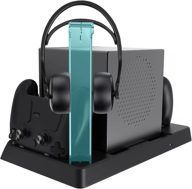 Alt view image 6 of 7 - 6-in-1 Multi-Functional Charging Dock for Steam Machine with 3-Speed Cooling Fan RGB Lights 2 Controller Chargers USB Hub Headphone Stand