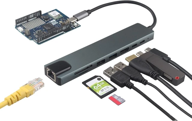 Main image of ZDE ZQ101 USB C HUB for Arduino UNO Q 8 in 1 Expansion Docking Station Kit