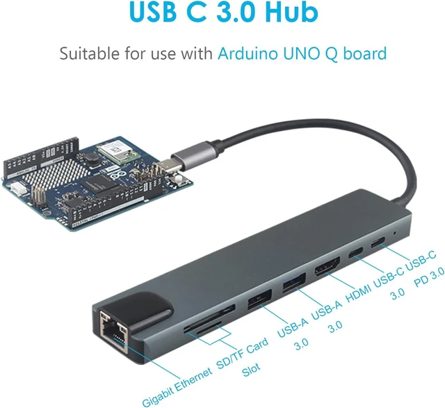 Alt view image 2 of 7 - ZDE ZQ101 USB C HUB for Arduino UNO Q 8 in 1 Expansion Docking Station Kit