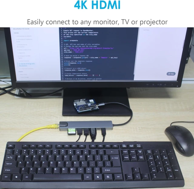 Alt view image 3 of 7 - ZDE ZQ101 USB C HUB for Arduino UNO Q 8 in 1 Expansion Docking Station Kit