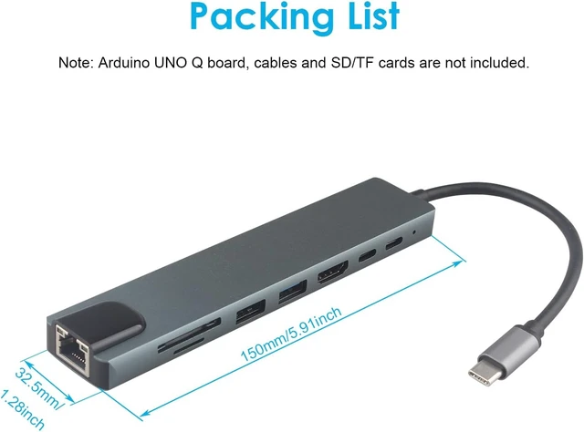 Alt view image 7 of 7 - ZDE ZQ101 USB C HUB for Arduino UNO Q 8 in 1 Expansion Docking Station Kit