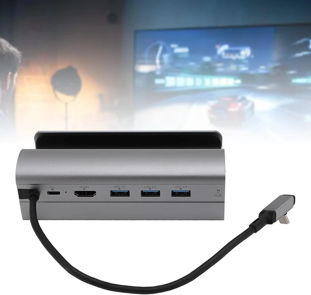 Alt view image 3 of 7 - 6 in 1 Docking Station Stand Hub Compatible with Steam Deck and ROG Ally, USB C to PD 55W Charging, 3 USB 3.0 Ports, RJ45 Gigabit Ethernet, 4K 60Hz HD Multimedia Interface 2.0