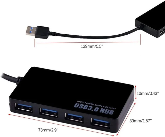Alt view image 6 of 6 - USB Adapter Ultra-Thin 4-Port USB 3.0 HUB High Speed Indicator Light USB Hub for Multi-Device Computer Laptop USB Splitter