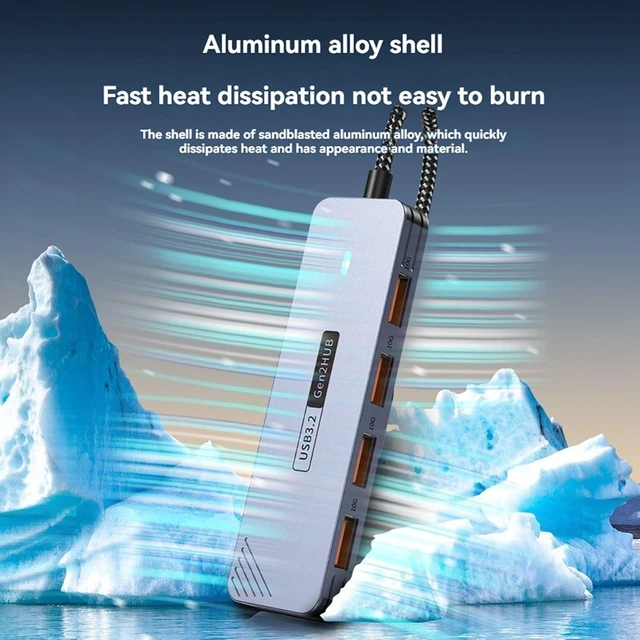 Alt view image 2 of 7 - 3X 10Gbps USB 3.2 GEN2 HUB USB C HUB High Speed USB Splitter USB Type-C 3.2 HUB