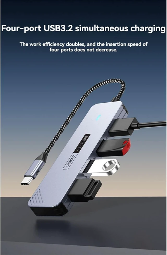 Alt view image 3 of 7 - 3X 10Gbps USB 3.2 GEN2 HUB USB C HUB High Speed USB Splitter USB Type-C 3.2 HUB