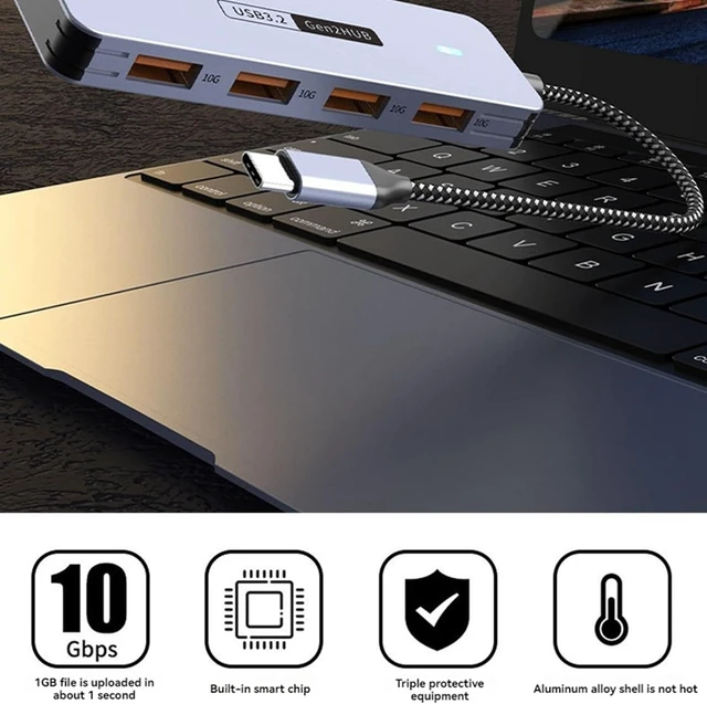 Alt view image 7 of 7 - 3X 10Gbps USB 3.2 GEN2 HUB USB C HUB High Speed USB Splitter USB Type-C 3.2 HUB