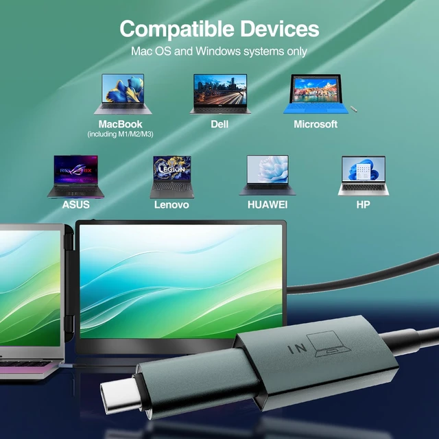 Alt view image 2 of 4 - Teamgee USB Data to Video Conversion Hub, HD Video Transfer Cable for Laptops with One Or No HDMI Port, Supports Apple OS/Windows System Only, Driver Installation Required