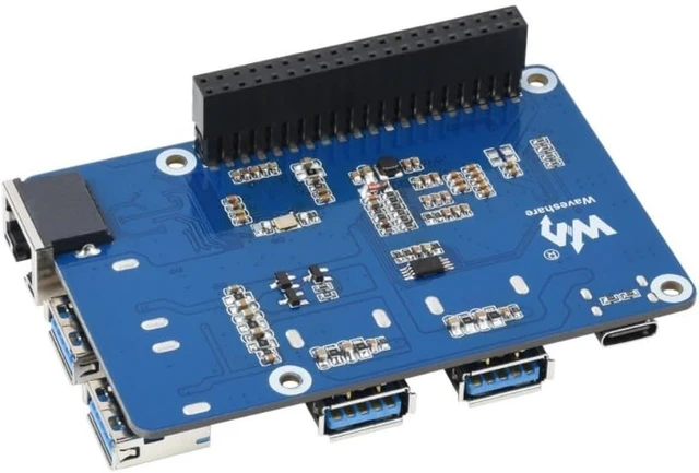 Alt view image 4 of 7 - USB 3.2 Gen1 and Gigabit Ethernet HUB HAT for Raspberry Pi, 3X USB, 1x Gigabit ETH, Driver-Free