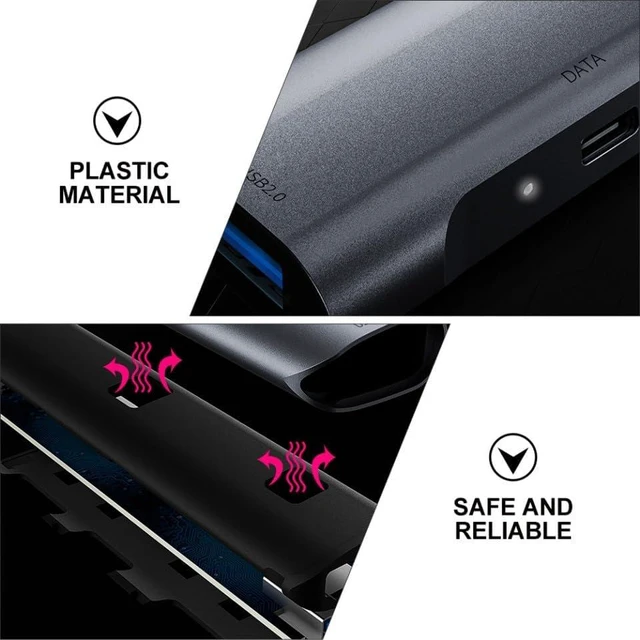 Alt view image 3 of 7 - SEWACC USB Hub Type C Adapter with Dual Type C and USB Ports Voltage Stabilizing Chip for Reliable Data
