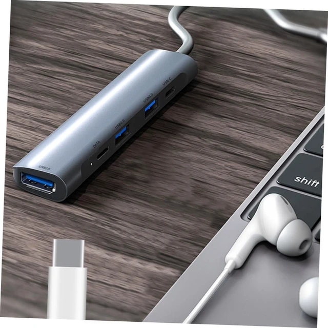 Alt view image 2 of 7 - POPETPOP Type C Multi Port USB Hub Adapter USB Ports Dual Type C Docking Station No Driver Needed Lightweight