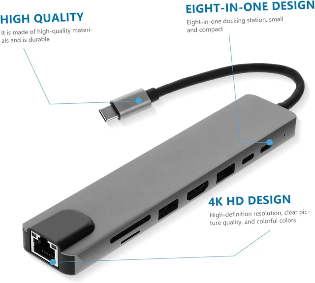 Alt view image 6 of 7 - Tofficu Type-c Docking Station USB Hub Converter for Laptop Office Use USB C Adapter and Hub Dock Station